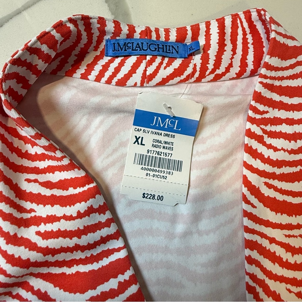 J. McLaughlin women's Ivana Shirt Dress Coral White sz XL NWT $228 resortwear - Picture 3 of 8